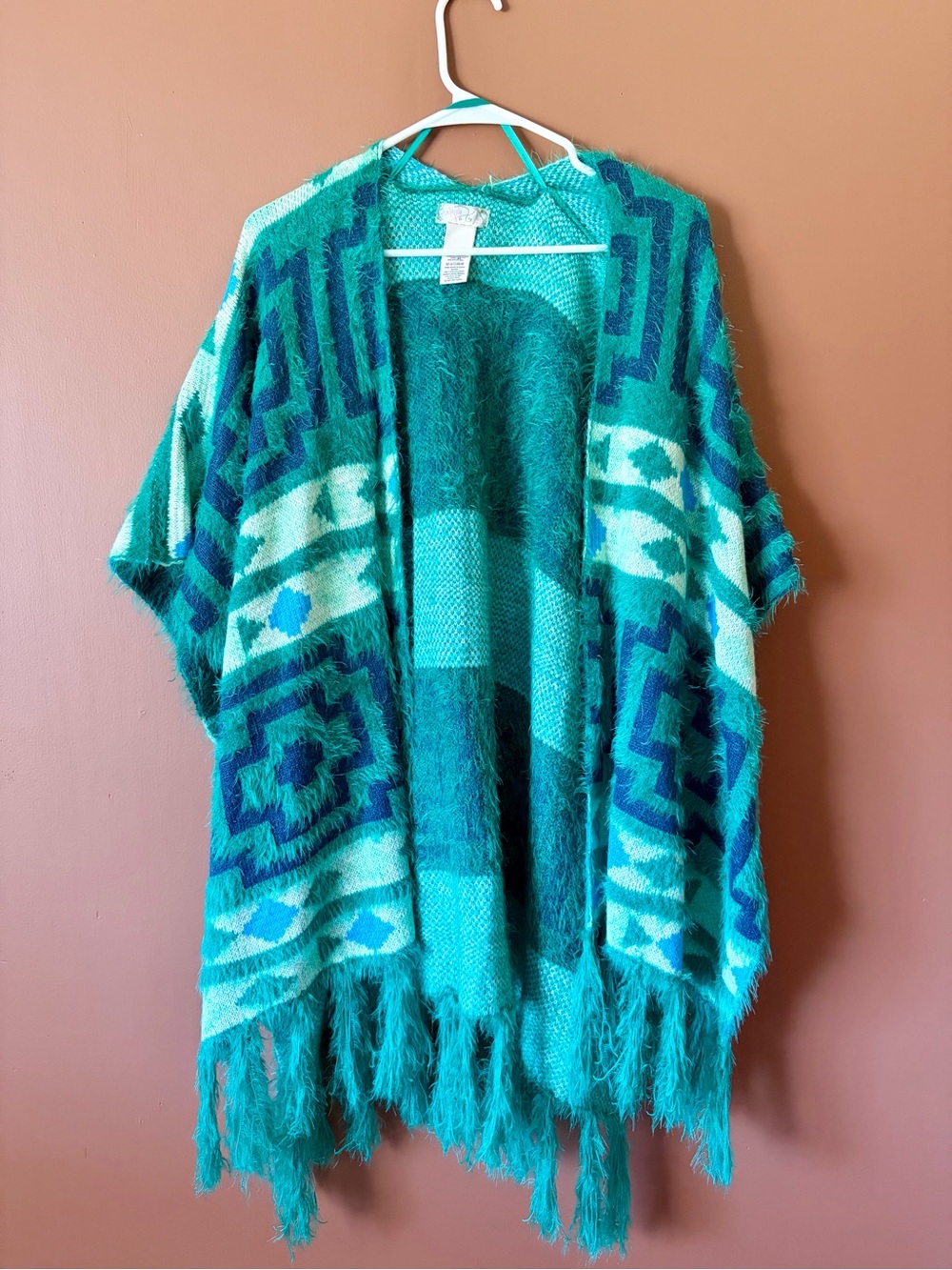 Free People Boho Aztec Print Fringe Kimono Cardigan — One Size — Gently Used
